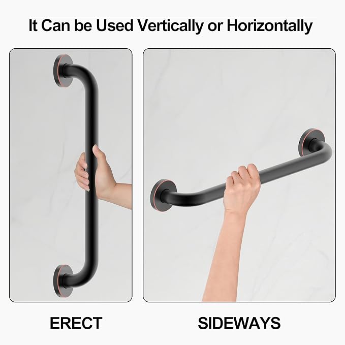 16 Inch Grab Bar 304 Stainless Steel Anti-Slip Bathroom Safety Handrail Wall Mount Assist Grip for Elderly Handicap Bathtub Shower Toilet,GB-4023-ORB, Oil Rubbed Bronze
