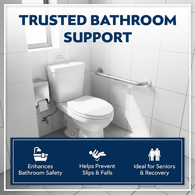 Shower Grab Bars 4 Pack – Complete Bathroom Safety Starter Bundle for Seniors – 16", 18", 24", 32" Lengths, 1.25" Diameter, 500 lb Rated All-in-One Grab Bar Shower Safety Solution – Brushed Stainless