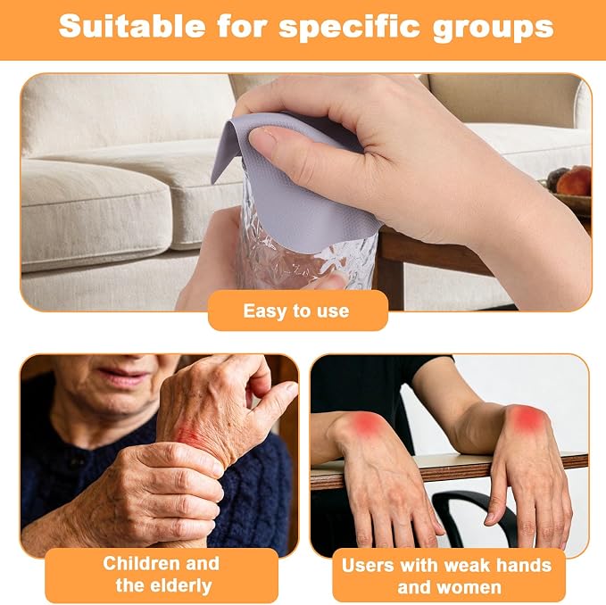 LUTER 4pcs Jar Opener Gripper Pads, Round & Square Rubber Jar Grippers Multi-Function Lid Opener for Seniors with Weak Hands Non-Slip Kitchen Coasters