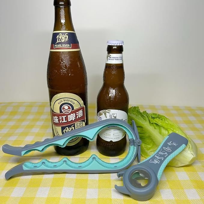 Multi-Function Bottle and Jar Opener, 6-in-1 Kitchen Tool,Glass Can Opener,Suitable for Kitchens and Dining Rooms,Can be Easily Opened by Women,Children and the Eldlely(Blue)