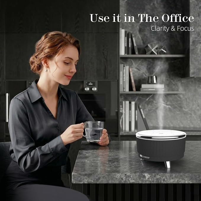 500ML Large Capacity Essential Oil Diffuser, Ultrasonic Aromatherapy Diffuser with 7 Color LED Lights with Remote Control, Cool Mist Humidifier, Timed Mist, Auto Shut-Off (Black)