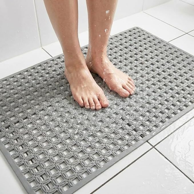 BEEHOMEE Bath Mats for Tub Kids,Baby Toddler - Large Cartoon Non-Slip Bathroom Bathtub Anti-Slip Shower Mats for Floor 27x15,Machine Washable XL Size Bathroom Mats (Grid Pattern 9)