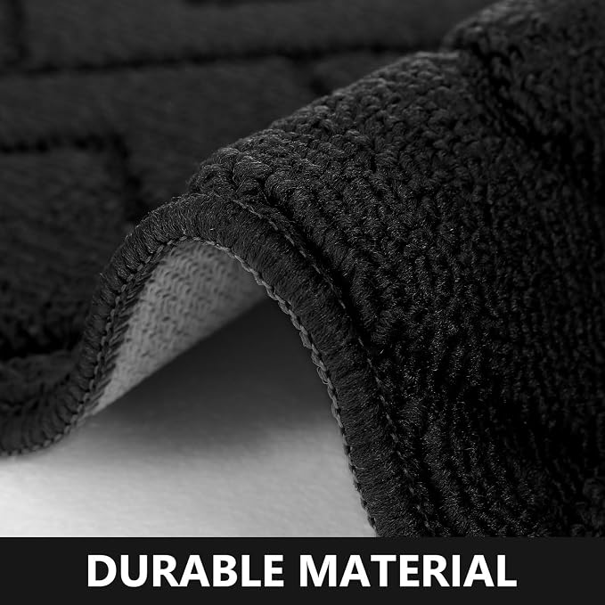 hicorfe Kitchen Runner Rugs and Mats Sets,2 Pieces Absorbent Non-Slip Kitchen Rug,Comfort Kitchen Mat for Floor,Washable for Kitchen,Hallway,Office,Sink,Laundry(24"x71"+24"x35",Black)