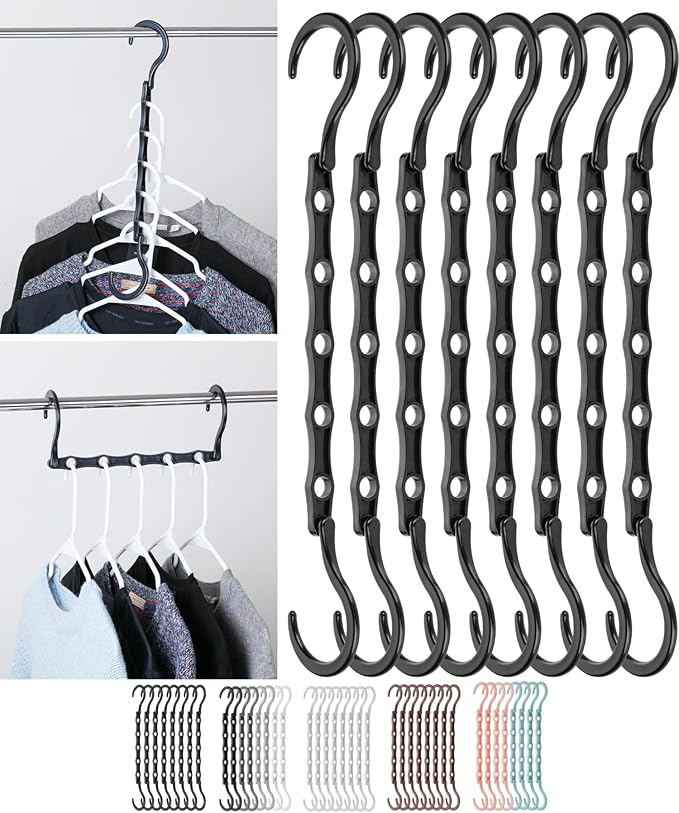 Mr. Pen- Space Saving Hangers, 8 pcs, 360° Rotating Hooks, Magic Cascading Hanger Organizer with 5 Enclosed Slots, Closet Organizers and Storage for Clothes, College Dorm Room Essentials