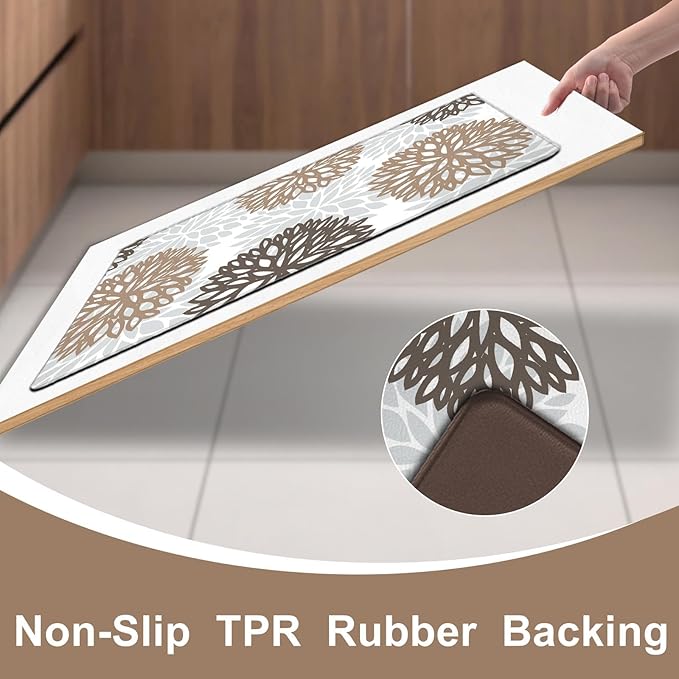 Kitchen Mats Set of 2 Cushioned Anti Fatigue Kitchen Rugs Non Slip Waterproof Kitchen Runner Memory Foam Kitchen Floor Mat Comfort Standing Mat for Sink,Office,Laundry