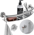 Brushed Nickel 18-inch Safety Grab Bar with Storage Shelf for Bathtub or Shower, Drainage Holes, Stainless Steel, Wall Mounted Grab Bars for Elderly Injured Balance Support