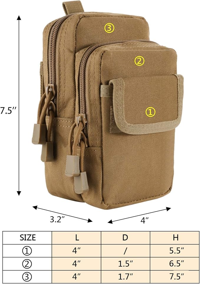FRTKK 2 Pack Molle Pouches - Tactical Compact Water-Resistant EDC Pouch Bag Small Utility Pouch