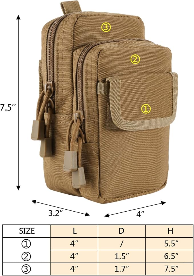 FRTKK 2 Pack Molle Pouches - Tactical Compact Water-Resistant EDC Pouch Bag Small Utility Pouch