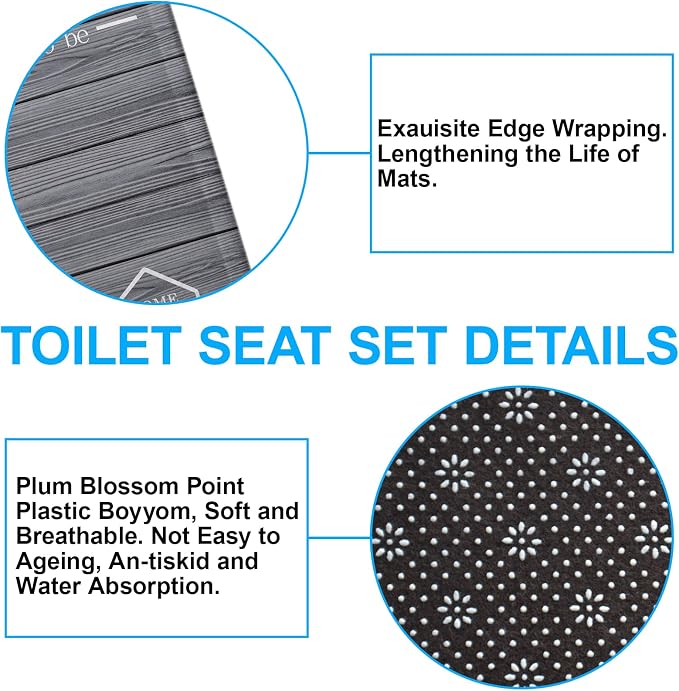4Pcs Family Shower Curtain Sets with Non-Slip Rugs, Toilet Lid Cover and Bath Mat, Grey Home Bathroom Decor Set Accessories Waterproof Shower Curtains with 12 Hooks, 72 x 72 Inch