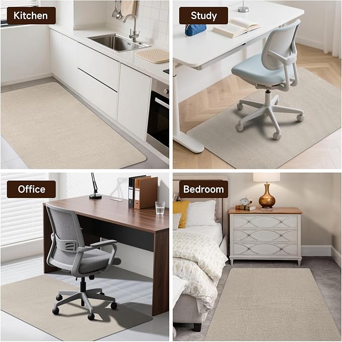 Chair mat for Hard Floors & Tiles, Under Desk Mats, 55 x 35 inches Floor Wood for Office & Home (Light Camel)