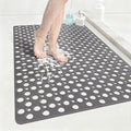 Anti Slip Shower Mat with Suction Cups,23.6x35.4 Inch Quick Drain TPE Non Slip Shower Mats for Inside Shower,Large Bath Mat for Shower Soft on Feet, Easy to Dry&Cut Machine Washable