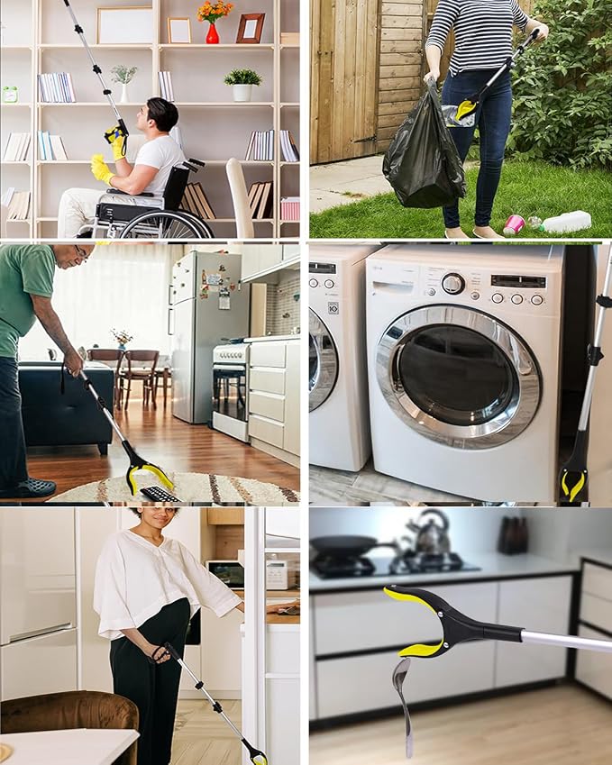 38" Extra Long Grabber Tool with 360°Rotating Anti-Slip Jaw， Lightweight Reaching Aid Reacher Tool, Arm Extension Heavy Duty Grabbers for Elderly (38 Inch - 2PCS)