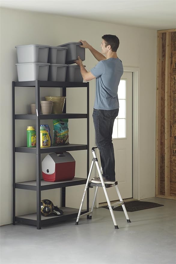 COSCO 2 Step Lite Solutions Folding Step Stool, Aluminum/Black