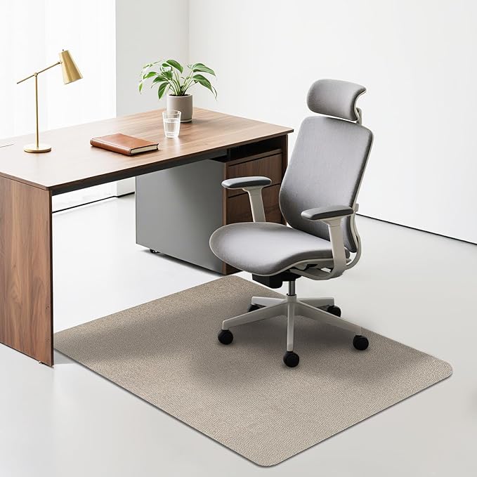 Desk Chair Mat for Hardwood Floor, 36" x 47" Heavy Duty Office Floor Mat for Rolling Chairs, Anti Slip, Computer Chair Desk Mats for Gaming & Home (Light Camel)