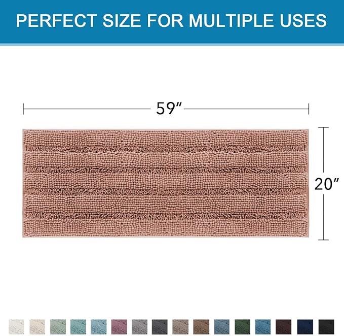 H.VERSAILTEX Bathroom Rugs Bath Mat Runner Rug Non Slip Kitchen Rug Extra Long Bath Rug Runners Oversized 59" x 20" Absorbent Washable Dry Fast Plush Area Rug for Bathroom/Bedroom - Muted Clay