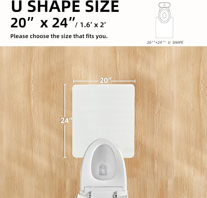 TYUU Toilet Rug, Thin Toilet Rugs U Shaped Washable Non Slip Absorbent Quick Dry Low Pile Toilet Mat, 20"x24" U Shape White