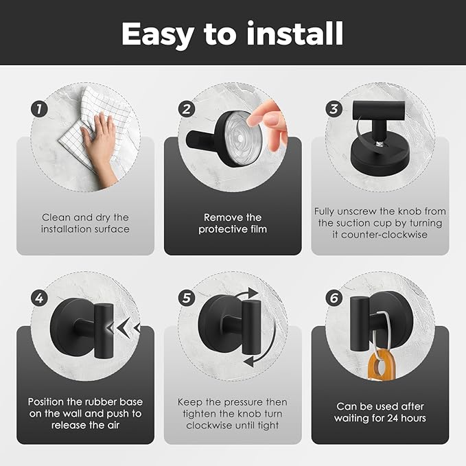 Shower Hooks for Inside Shower,No-Drill Removable&Reusable Towel Hooks for Bathroom,Heavy Duty Suction Cup Hooks for Glass Window,4 Packs(Black)