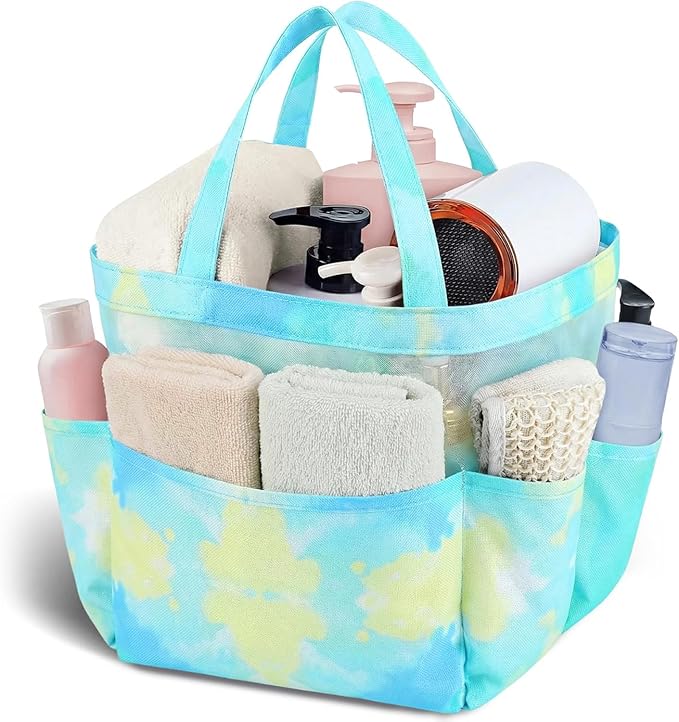 Attmu Mesh Shower Caddy Portable, Quick Dry Hanging Shower Tote Bag for College Dorm Room Essentials, Large Capacity Caddy Dorm for Bathroom Gym Swimming
