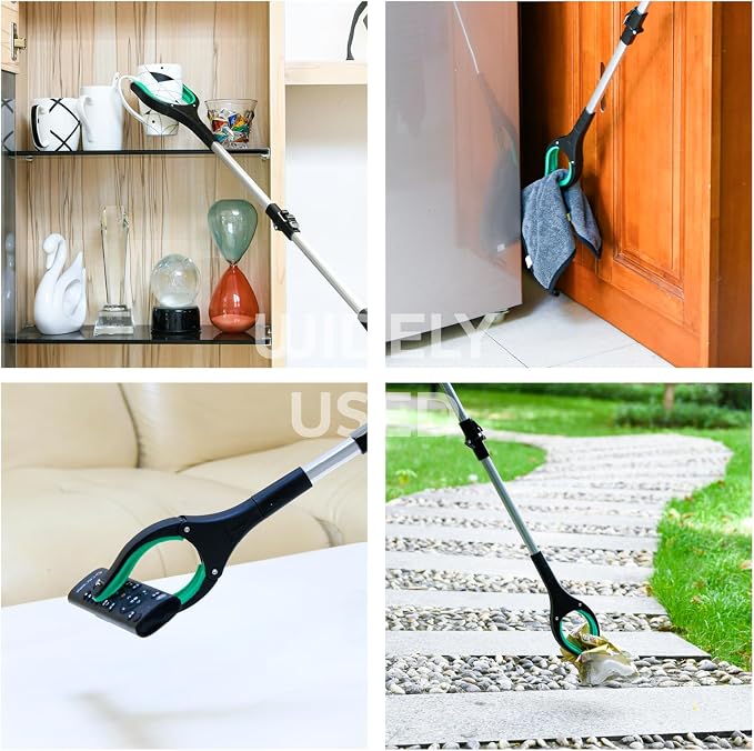 Grabber Reacher Tool,32 Inch Extra Long Foldable Pick Up Stick with Strong Grip Magnetic,360°Rotating Anti-Slip Jaw,Trash Claw Grabber Tool,Trash Picker Tool for Outdoor & Indoor (Green)