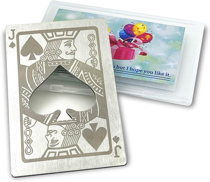 Metal Card Bottle Opener Stainless Steel Silver with Engraved Pattern (Style J, 1PCS)