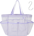 F-color Mesh Shower Caddy Portable, Upgrade Deeper 7 Pockets Shower Bag Basket Tote for College Dorm Room Toiletry Bathroom Essentials Gym Camp Quick Dry 2 handles with S Hook, Purple