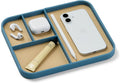 Nordik Leather Valet Tray - Nordik Blue - 9.5 x 7.9 Inch Medium Vegan Leather Tray - Stylish Nightstand Organizer for Men - Modern Bedside Caddy - EDC Catchall for Key Watch Wallet Jewellery