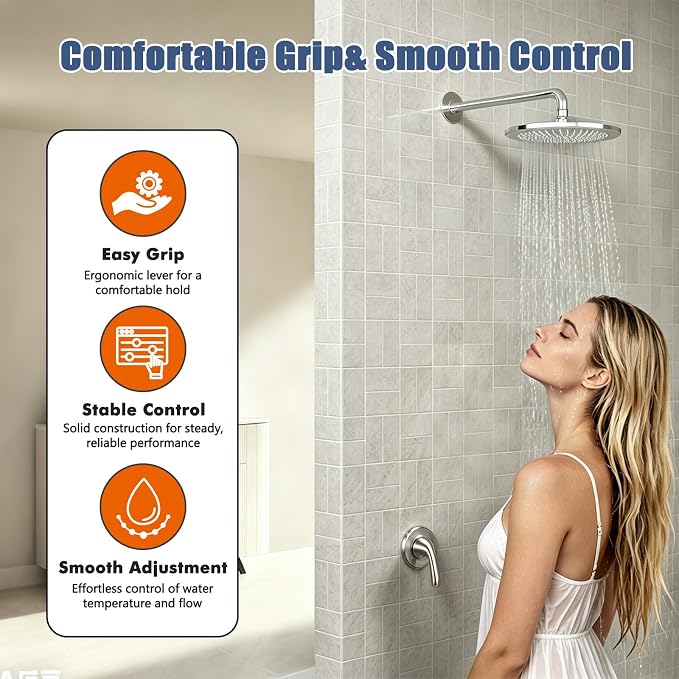 RP48717 Shower Handle Replacement, Compatible with Delta 13/14 Series Tub and Shower Faucet, Single Handle Tub Shower Faucet Handle, Brushed Nickel Finish