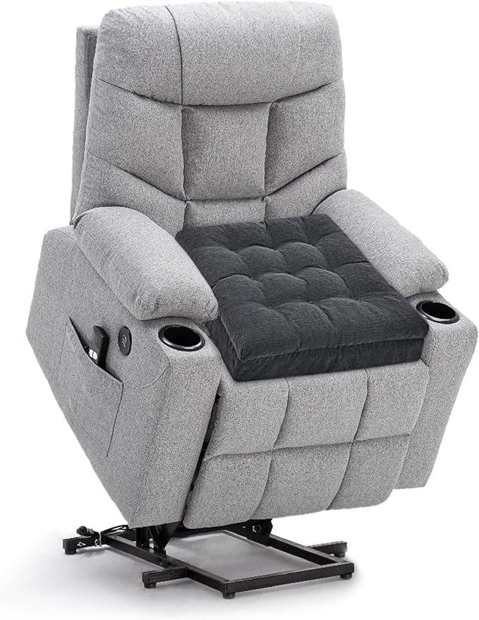 Recliner Cushions for Elderly, 20x20x5 Inch Thick Chair Cushion Patent Design Soft Tufted Dual Layer Booster Seat Cushions for Seniors Recliner Risers Gray 1P