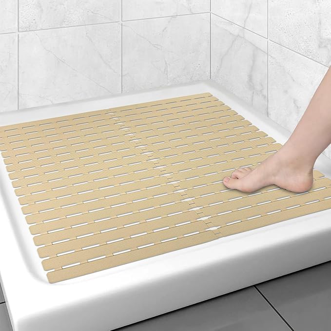 MBOSS Bathtub Mat Non Slip,Super Soft Bath Mat for Tub 24 X 24 Inch,Shower Mat with Suction Cups and Drain Holes,Non Slip Bathtub Mat for Elderly Bathroom