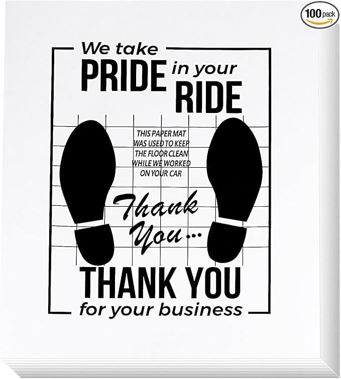 White Car Paper Floor Mats,100Pcs Vehicles Disposable Floor Pads,Temporary Cars Floor Protector,Automotive Mat Covers Protector,Detailing Detail Wash,Temporary Sticky 16x20inch