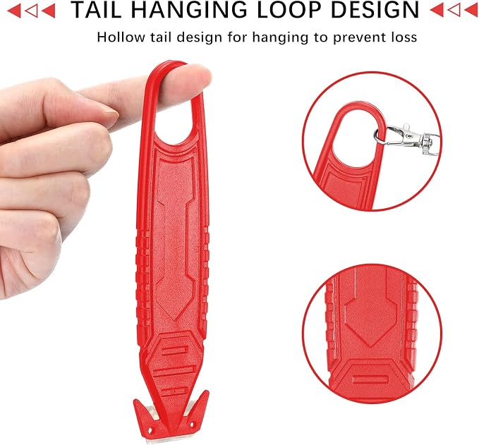 Therwen Safety Box Cutter Knife of Stainless Steel Concealed Blade Package Opener with Tape Splitter for Carton Cardboard Wrap Letter Work Bag Straps Film Utility Tool(Red,30 Pcs)