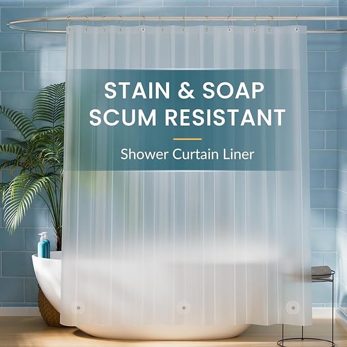 Titanker Extra Long Shower Curtain Liner 72 x 84 Plastic Frosted Shower Liner Waterproof Shower Curtain Liner PEVA Shower Curtains for Bathroom with Magnets and Rustproof Metal Grommets