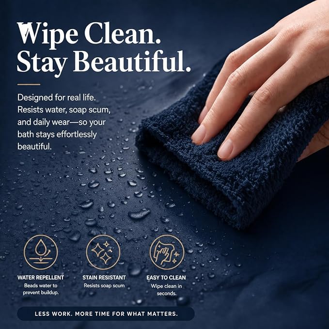 EHZNZIE Navy Blue Shower Curtain Liner 72x72, PEVA Waterproof Bath Curtain, No Chemical Smell, 3 Weighted Magnets, Durable with Rustproof Metal Grommets