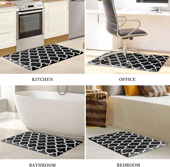 WISELIFE Anti Fatigue Floor Mat - 4/5 Inch Thick Kitchen Mat Non Slip Waterproof Heavy Duty Ergonomic Comfort Mat Durable for Home, Office, Sink, Laundry,(22" x 36", Black)
