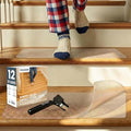 PELEGON Anti Slip Tape for Stairs Indoor (12 Stairs) 4"x24" Clear Grip Tape for Wood, Transparent Stair Grips with Roller, Fits Most Stair Surfaces, Non Slip Traction Strip for Seniors, Kids and Pets