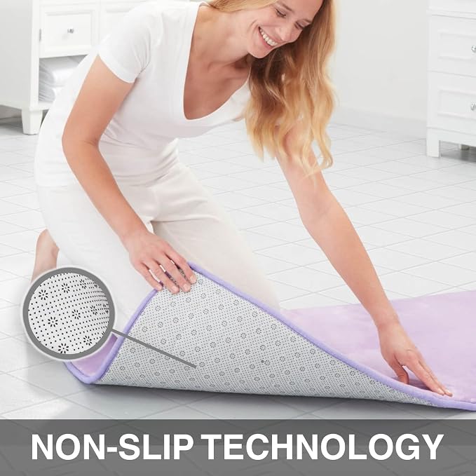 Memory Foam Bath Mat Non Slip Absorbent Super Cozy Velvet Bathroom Rug Carpet (60 inches X 17 inches, Lavender)