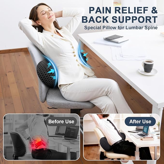 Lumbar Support Pillow,Ergonomic Memory Foam lumbar pillow for chair and Bed ,lower back support pillow for couch,Lower Back Pain Relief and Spine Support,lower Back Pillow for Chair,Car Seat Couch