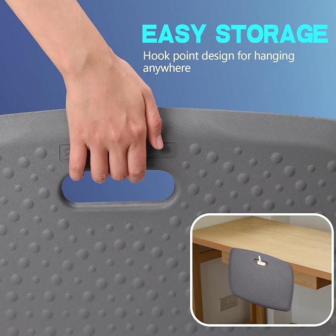 3/4 inch Anti Fatigue Comfort Standing Mat, Portable Office Standing Desk Pad, Non Slip Kitchen Mat, Built-in Handle with Massage Points Comfort Floor Mat (Gray, 17" x 22")