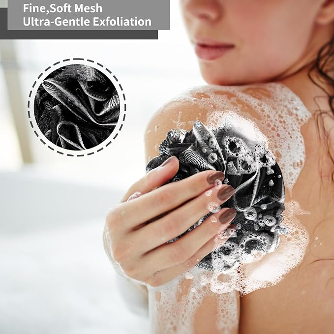 FARMOGA Bath Loofah Sponge Back Scrubber Shower Sponge Soft Mesh Exfoliator Pouf Shower Ball Bath Sponges for Women and Men Bath Accessories