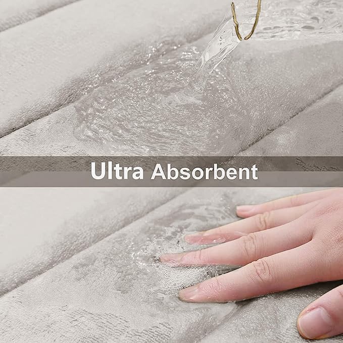 Buganda Memory Foam Bath Mat, 55" x 24", Ultra Soft and Non-Slip Bathroom Rugs, Water Absorbent and Machine Washable Bath Rug Runner for Bathroom, Shower, and Tub, Cream