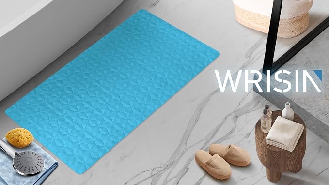 Non Slip Bathtub Mat for Bath Tub Shower - Natural Rubber Mat with 241 Suction Cups - Soft Bathroom Safety Mat - Unique Diamond Pattern - Fatigue Relief - Machine Washable - 16 × 28 Inch