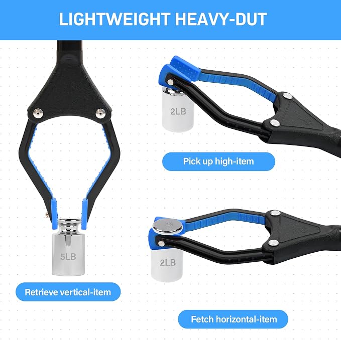 32 inch GrabRunner Foldable Reacher Grabber Tool with Strong Magnetic Tip for Seniors, Disabled, After Surgery Recovery (Blue)