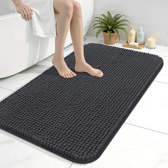 Arotive Bathroom Rugs 36" x 24", Ultra Soft Absorbent Chenille Bath Rugs, Non-Slip Rubber Backing, Machine Washable Bath Mats for Bathroom Floor, Tub and Shower, Home Decor Accessories, Dark Grey