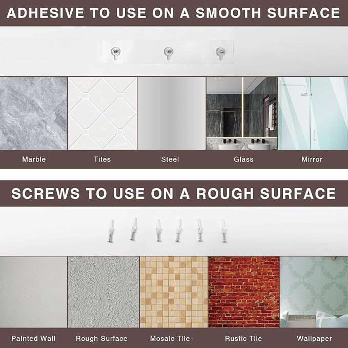 Bakzon Acrylic Wall Mount Organizer, Self Adhesive Shelves, No Drilling Hang Walls, for Bathroom, Kitchen, Living Room - Dark Brown