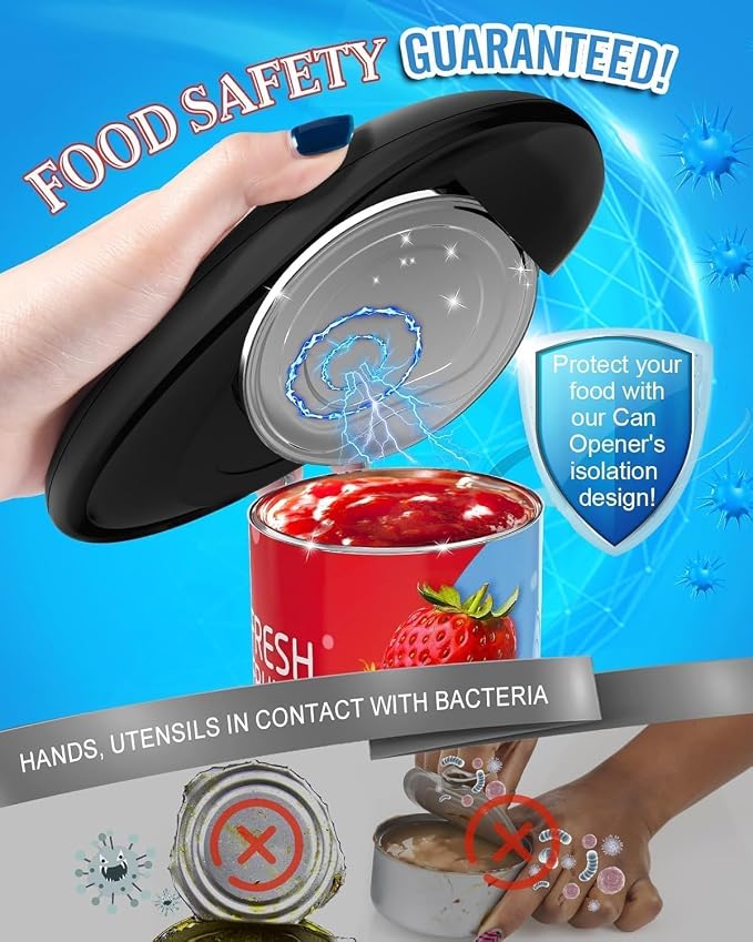 Electric Can Opener, Automatic One Touch Can Opener with Smooth Edge Safety Cut, Hands Free Battery Operated Can Opener for Seniors, Arthritis & Weak Hands, Fits Most Can Sizes