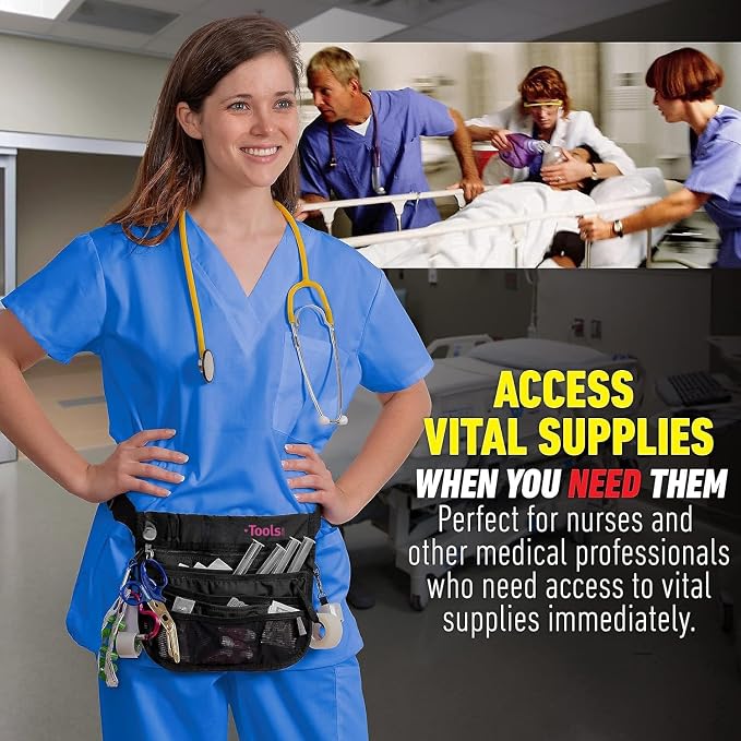 Kangapak Nurse Fanny Pack Multi Compartment Waist Organizer Tool Bag for Students, Practitioners & Medical Professionals