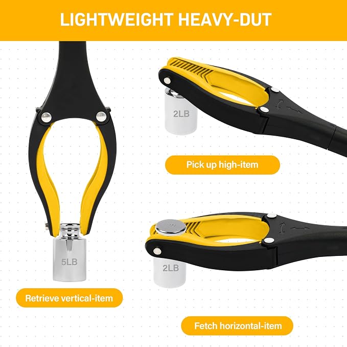 Grabber Reacher Tool -2 Pack 32” Reacher Grabber Tool with Strong Magnetic and Swivel Head - Pick Up Stick Grabbers for Seniors, Trash, Surgery Recovery Must Haves Gifts(Yellow)