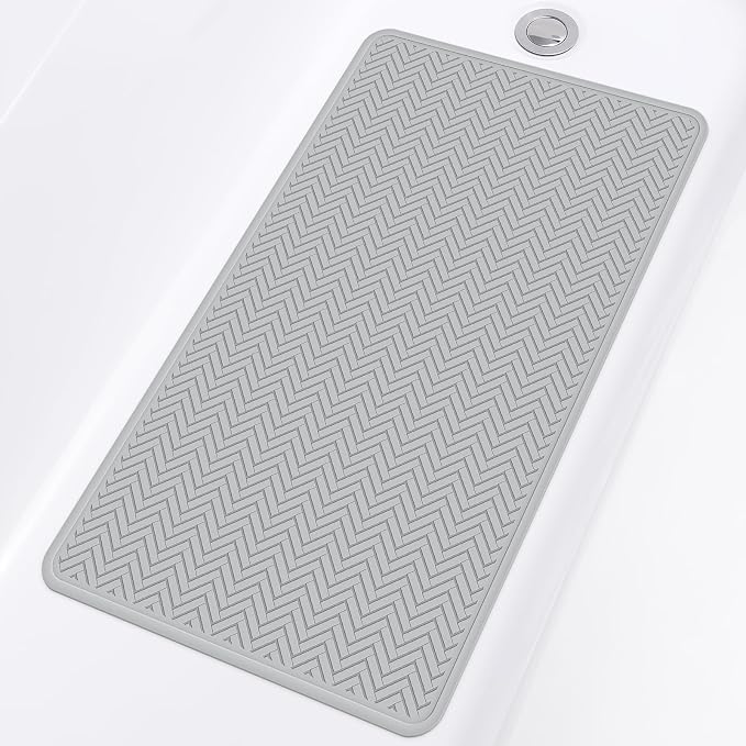 OTHWAY Bathtub Mat Non Slip, 27" x 17" Bath Mat for Tub, Machine Washable Shower Anti Slip Mat with 246 Strong Suction Cups (A Little Grey)