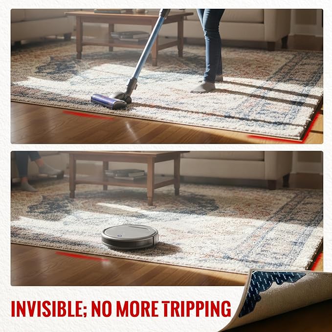 Rug Non Slip Grippers, Reusable Rug Tape, No Damaging for Floor, Carpet Corner Stickers for Hardwood Floors and Tiles, Strong Hold Carpet Gripper for Area Rugs,16Pcs