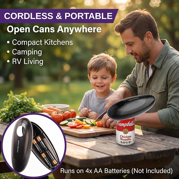 Electric Can Opener for Seniors, One Touch Automatic Battery Operated Can Opener with Smooth Edge, Hands Free, Fits All Can Sizes, Kitchen Gadgets for Arthritis